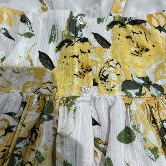 Lilt Yellow and White Floral Kids Dress - Picture 4 of 4